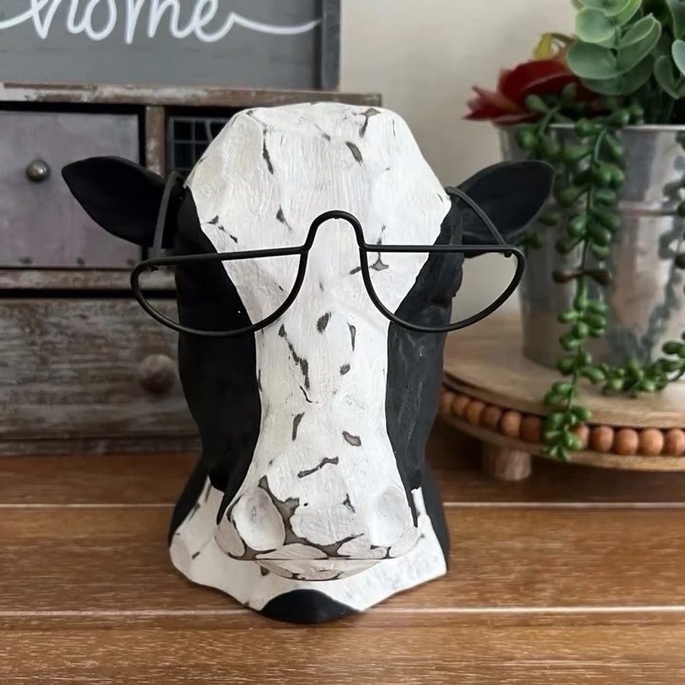 Brand New Farmhouse Cow Wearing Glasses
